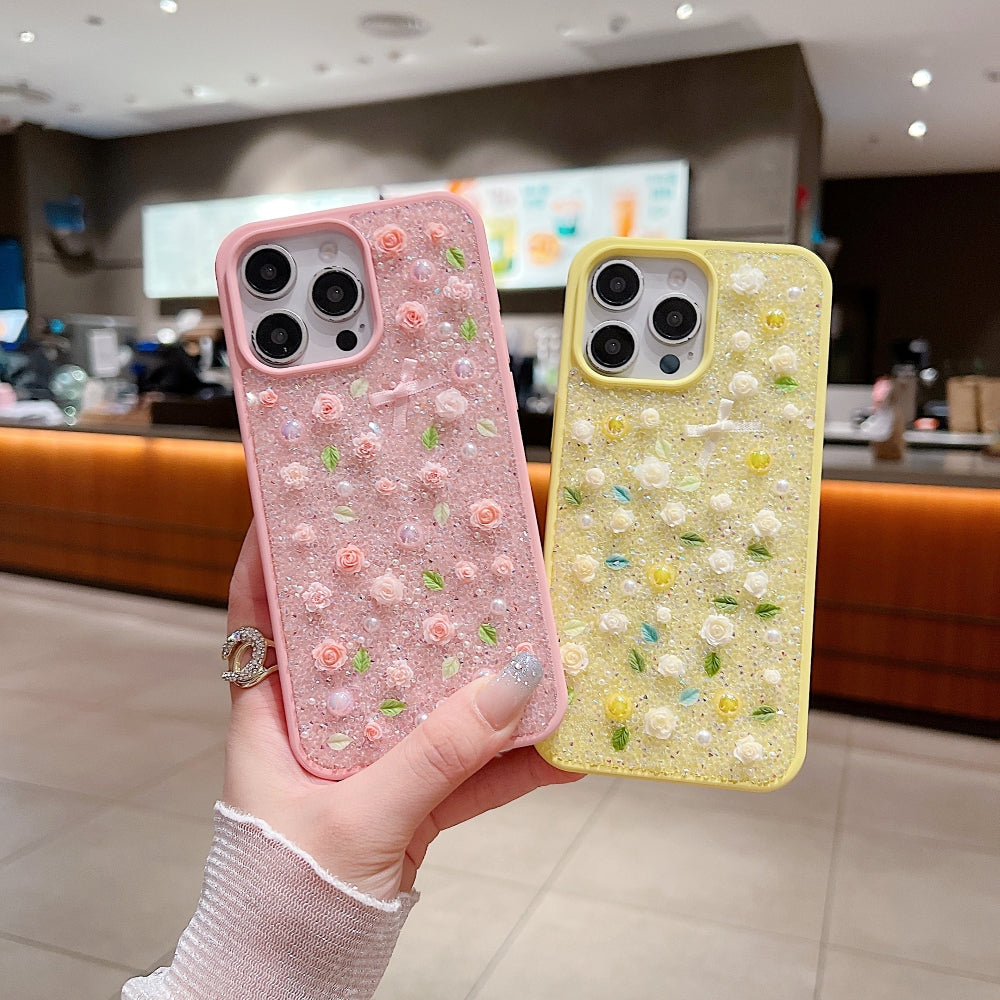 Miniature Rose Glitter Flower PC (Hard) Phone Case - iPhone 14 Pro