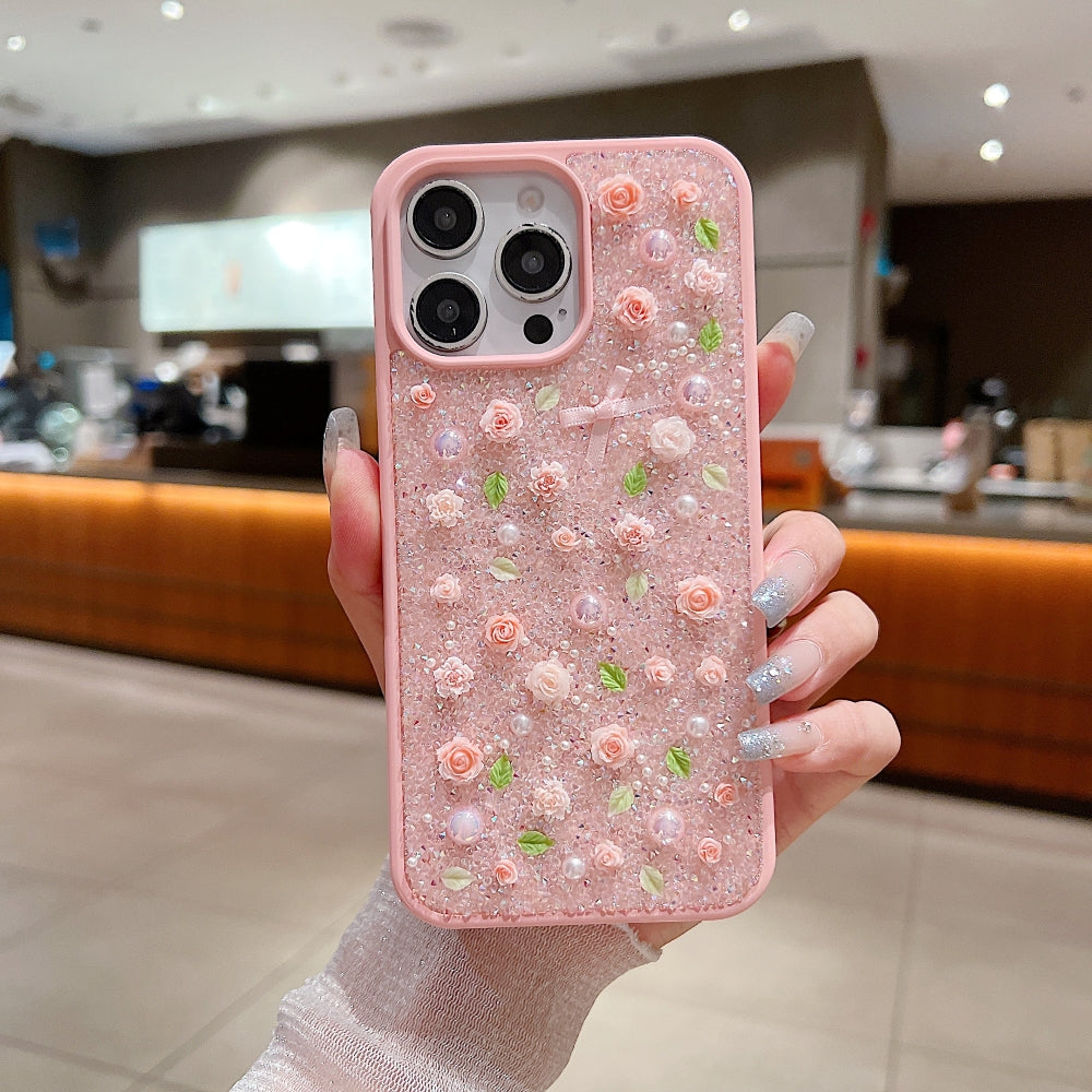 Miniature Rose Glitter Flower PC (Hard) Phone Case - iPhone 14 Pro Max