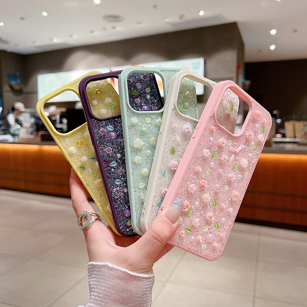 Miniature Rose Glitter Flower PC (Hard) Phone Case - iPhone 14 Pro