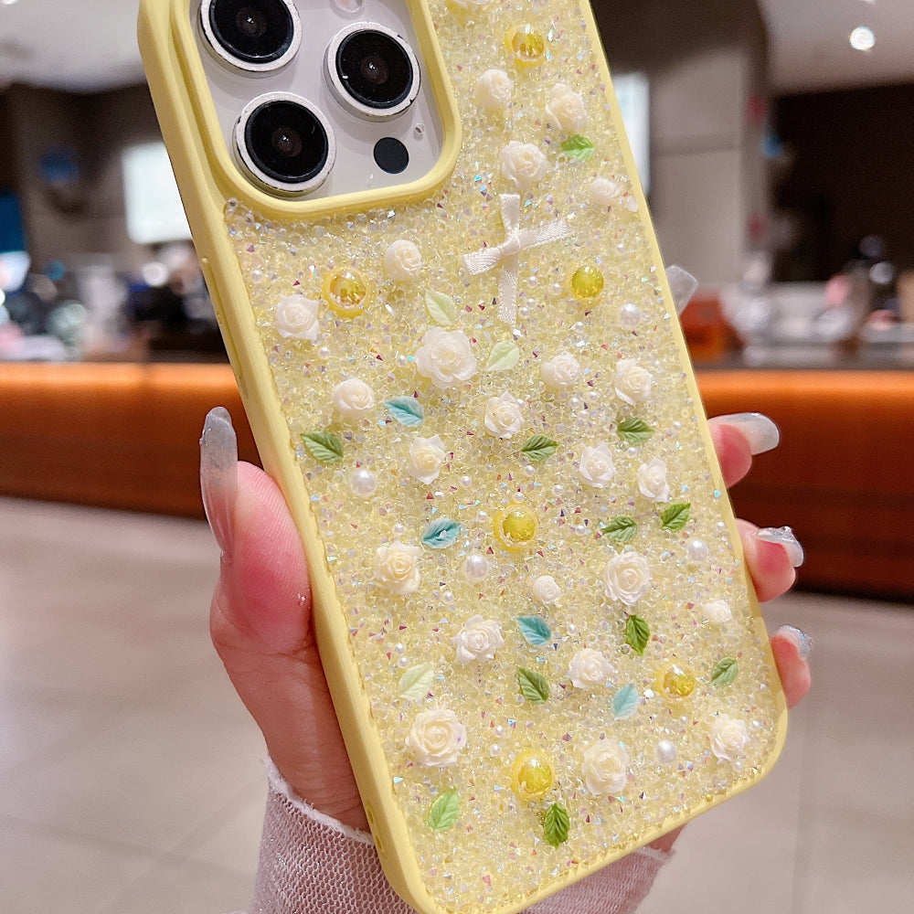 Miniature Rose Glitter Flower PC (Hard) Phone Case - iPhone 14 Pro Max