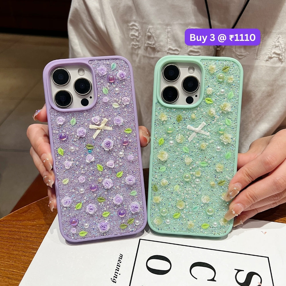 Miniature Rose Glitter Flower PC (Hard) Phone Case - iPhone 16