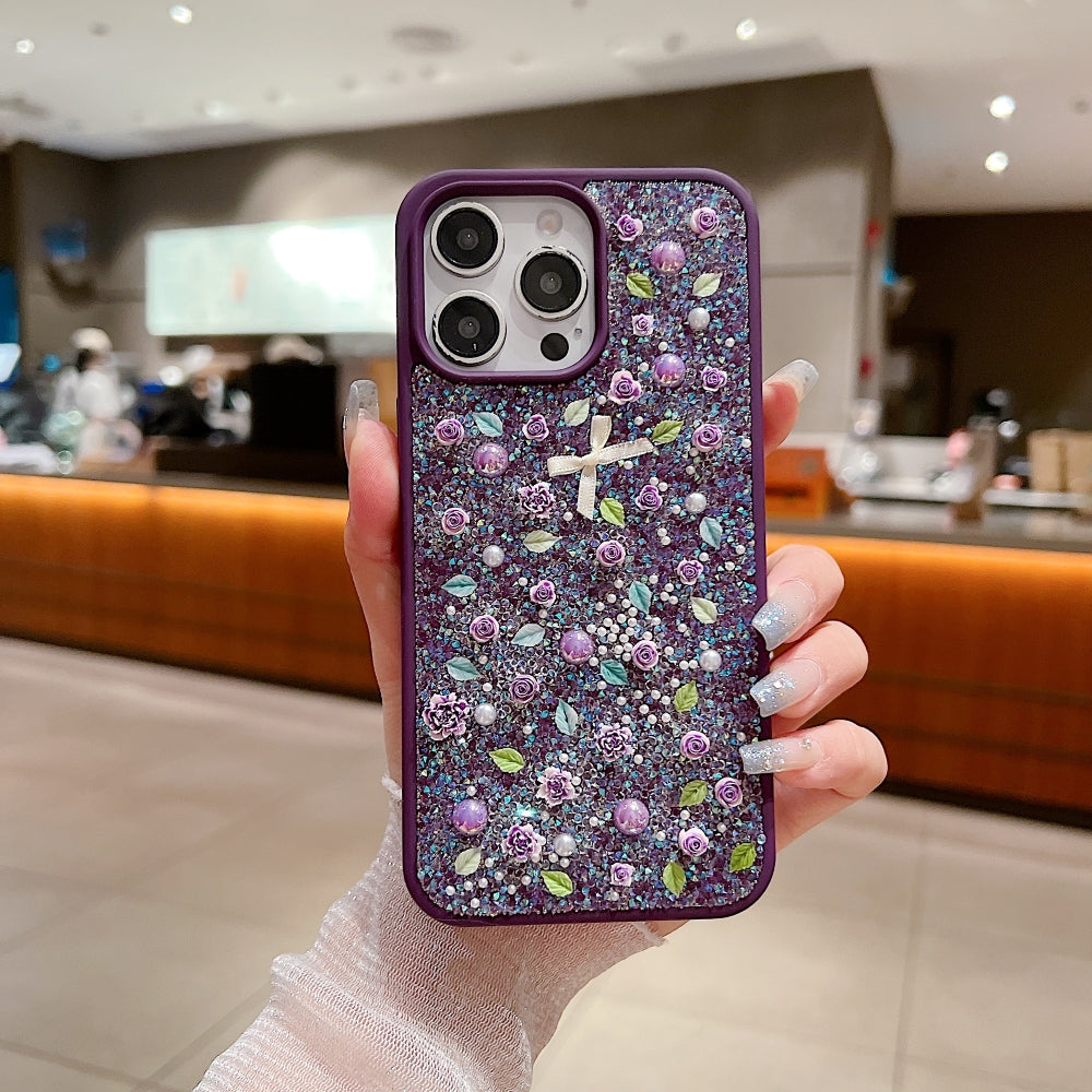 Miniature Rose Glitter Flower PC (Hard) Phone Case - iPhone 14 Pro
