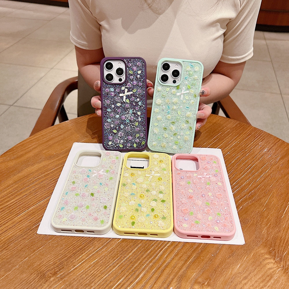 Miniature Rose Glitter Flower PC (Hard) Phone Case - iPhone 14 Pro Max