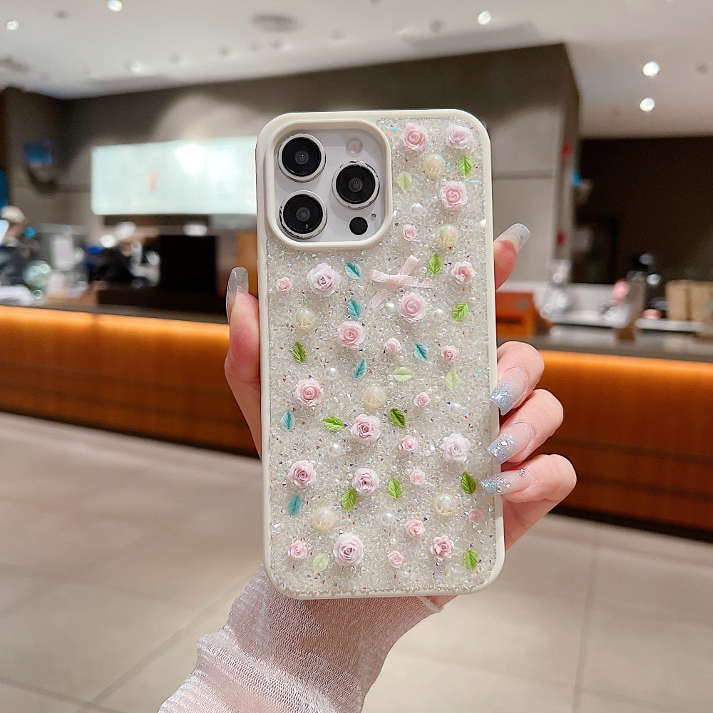Miniature Rose Glitter Flower PC (Hard) Phone Case - iPhone 14 Pro Max