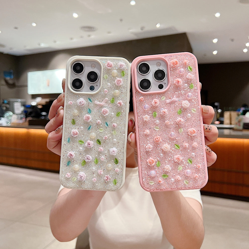Miniature Rose Glitter Flower PC (Hard) Phone Case - iPhone 14 Pro Max