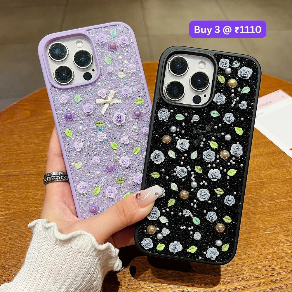 Miniature Rose Glitter Flower PC (Hard) Phone Case - iPhone 16
