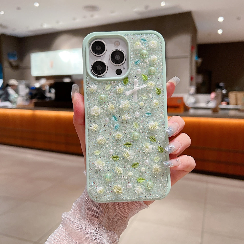 Miniature Rose Glitter Flower PC (Hard) Phone Case - iPhone 14 Pro Max