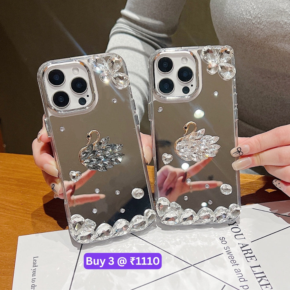Mirror Flash Diamond Swan TPU (Soft) Phone Case - iPhone 15 Pro Max