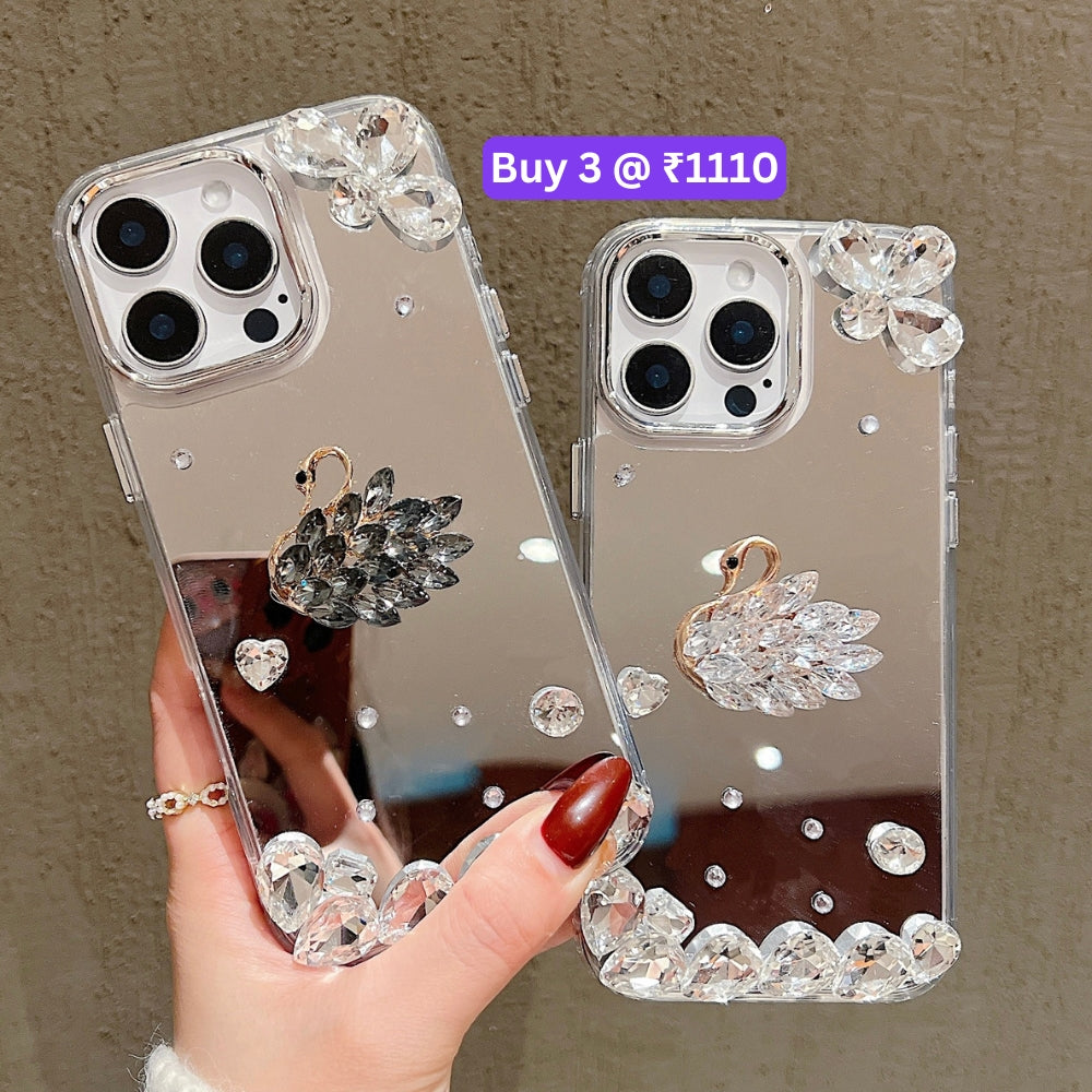 Mirror Flash Diamond Swan TPU (Soft) Phone Case - iPhone 15 Pro Max