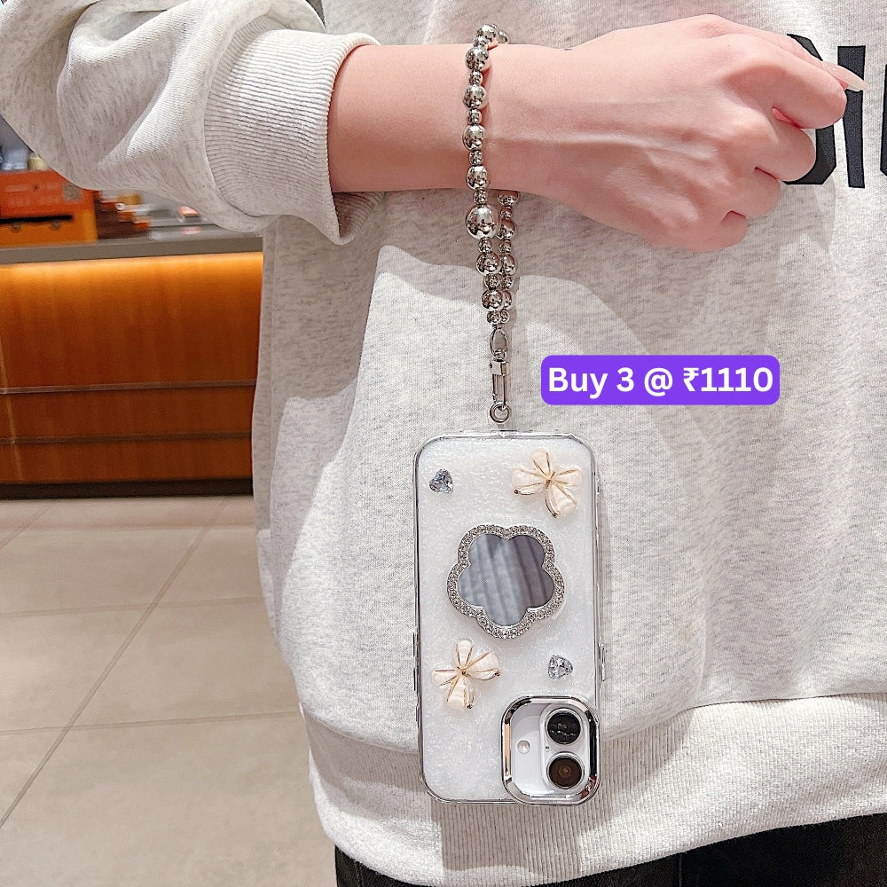 Mirror Rubber Gel TPU (Soft) Phone Case with Bracelet - iPhone 14