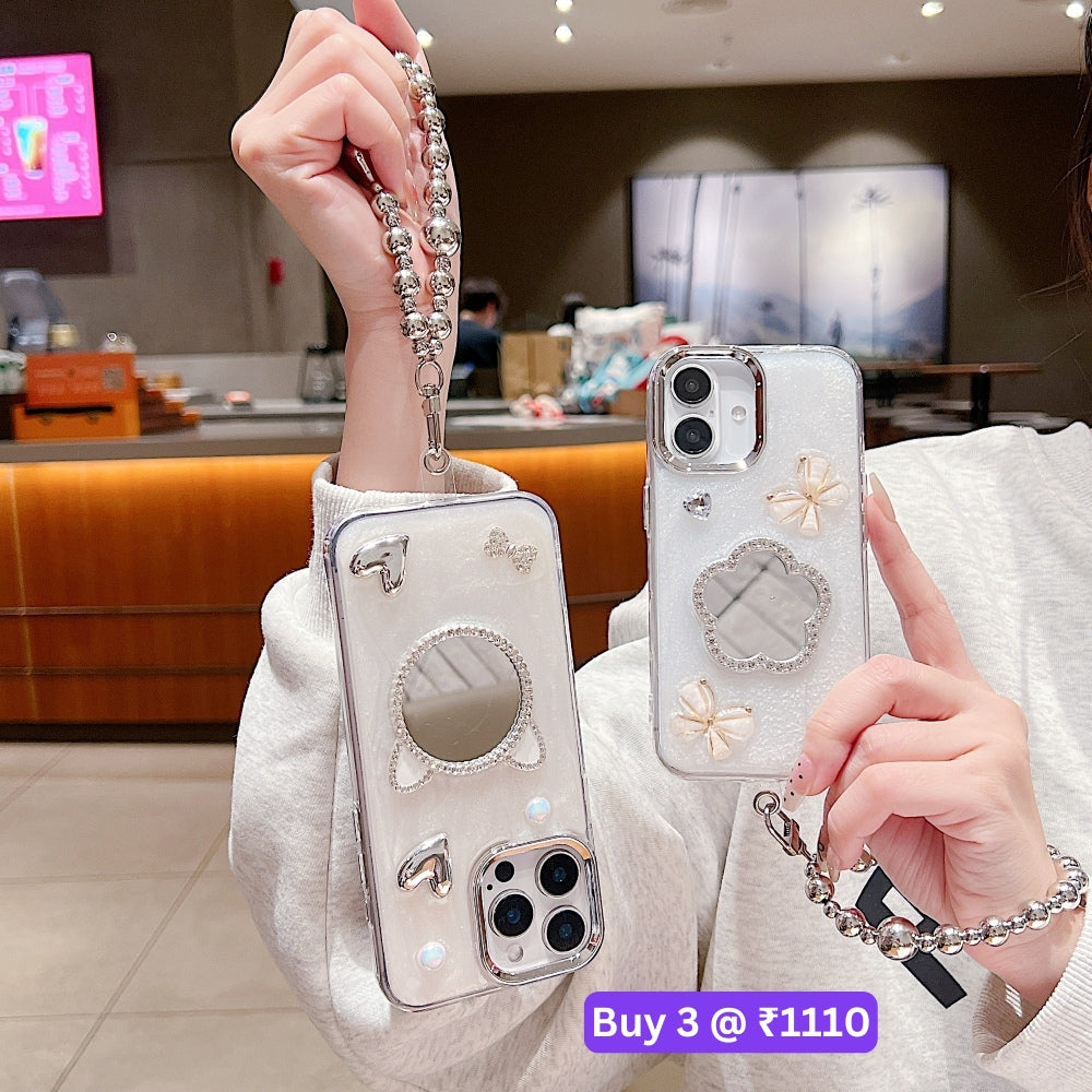 Mirror Rubber Gel TPU (Soft) Phone Case with Bracelet - Samsung S24 Ultra