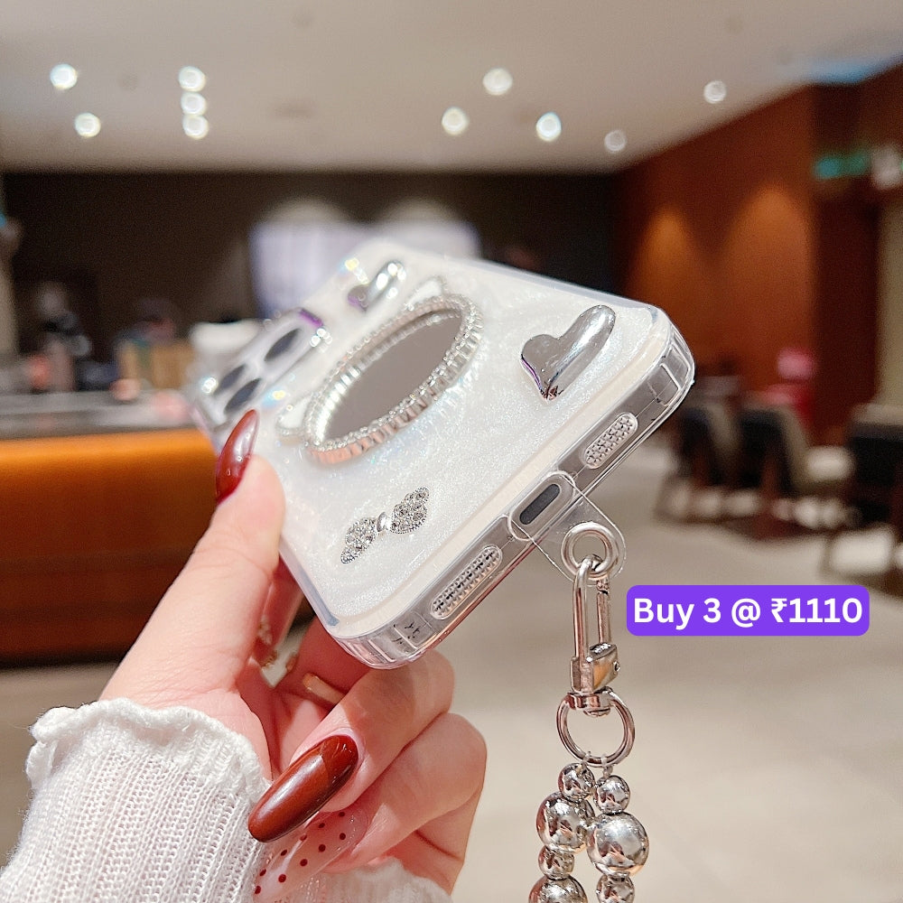 Mirror Rubber Gel TPU (Soft) Phone Case with Bracelet - iPhone 14