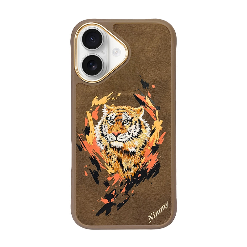 Nimmy 3D Embroided Tiger | Wolf Leather PC (Hard) Phone Case - iPhone 16 Pro Max