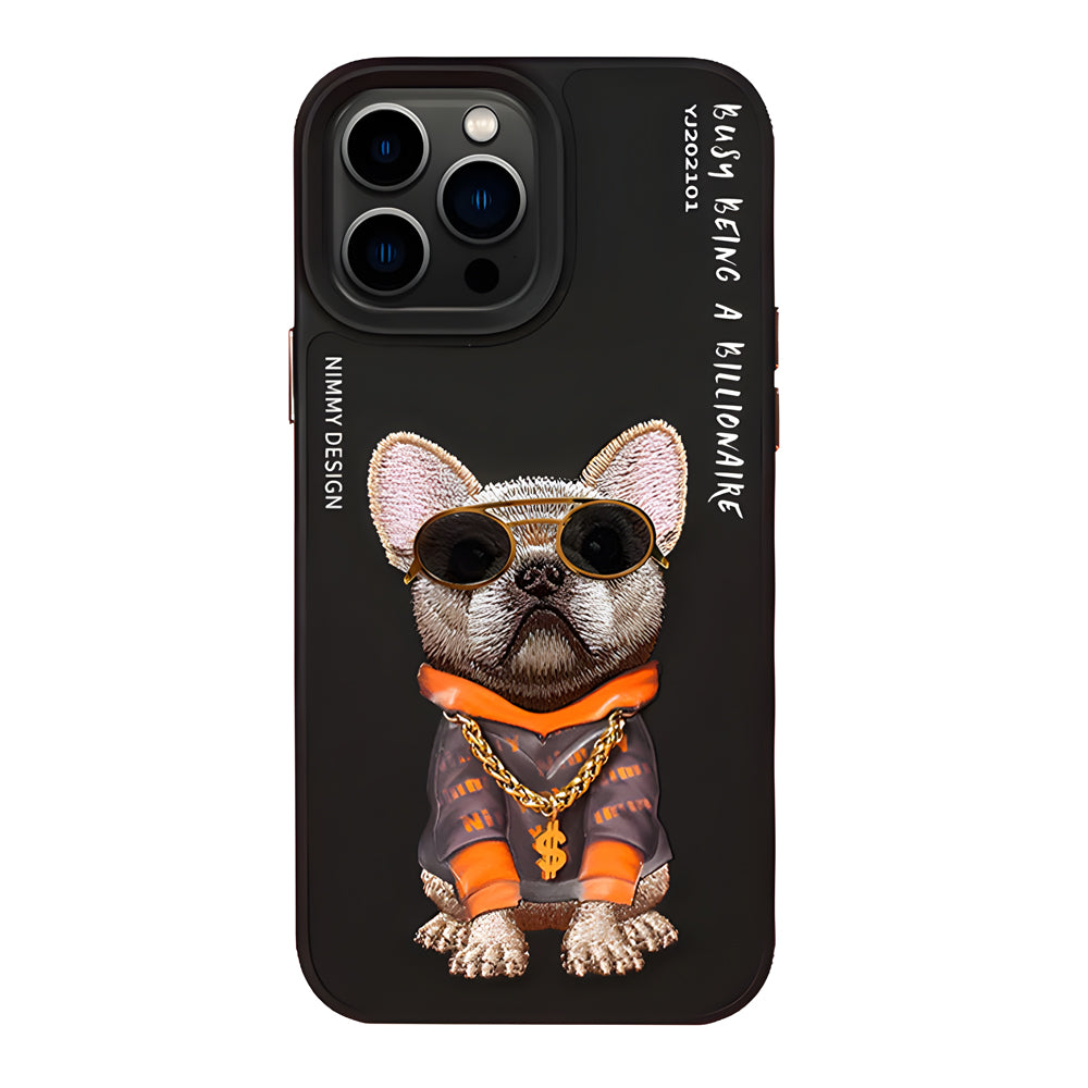 Nimmy Bull Dog Shockproof Embroidery Phone Case - iPhone 15 Pro Max