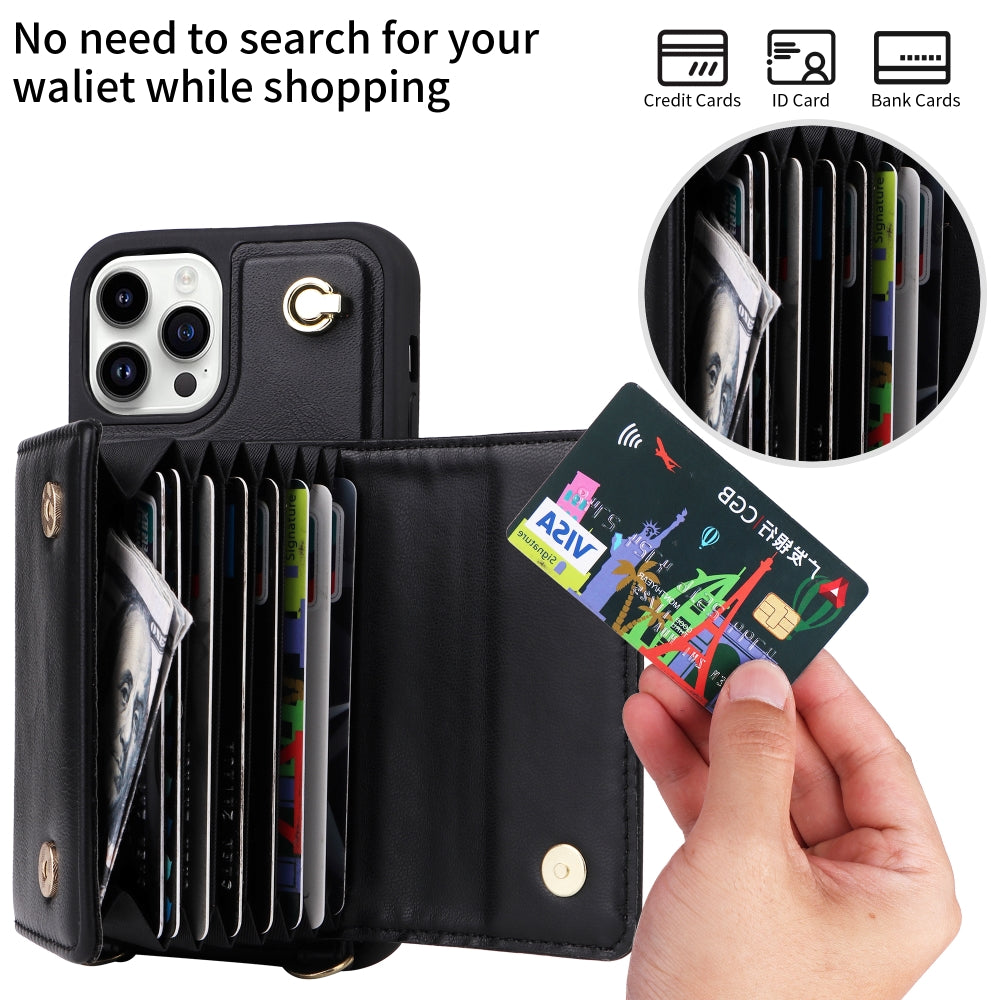 Phone Protective PU Leather Wallet Purse Case with Card Holder - iPhone 12 Pro Max