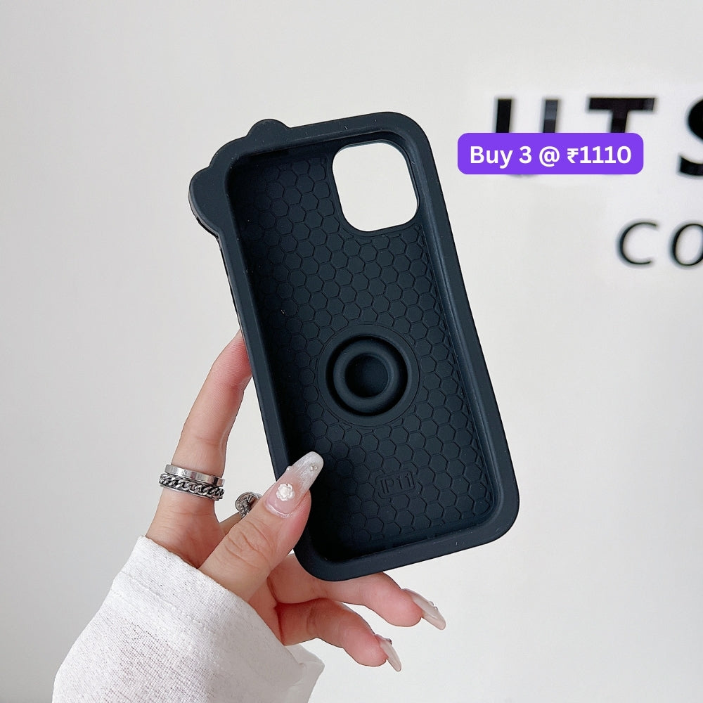 Polka Dot Bow Kitty Stand Silicone Phone Case | Mobile Cover - iPhone 12 Pro Max