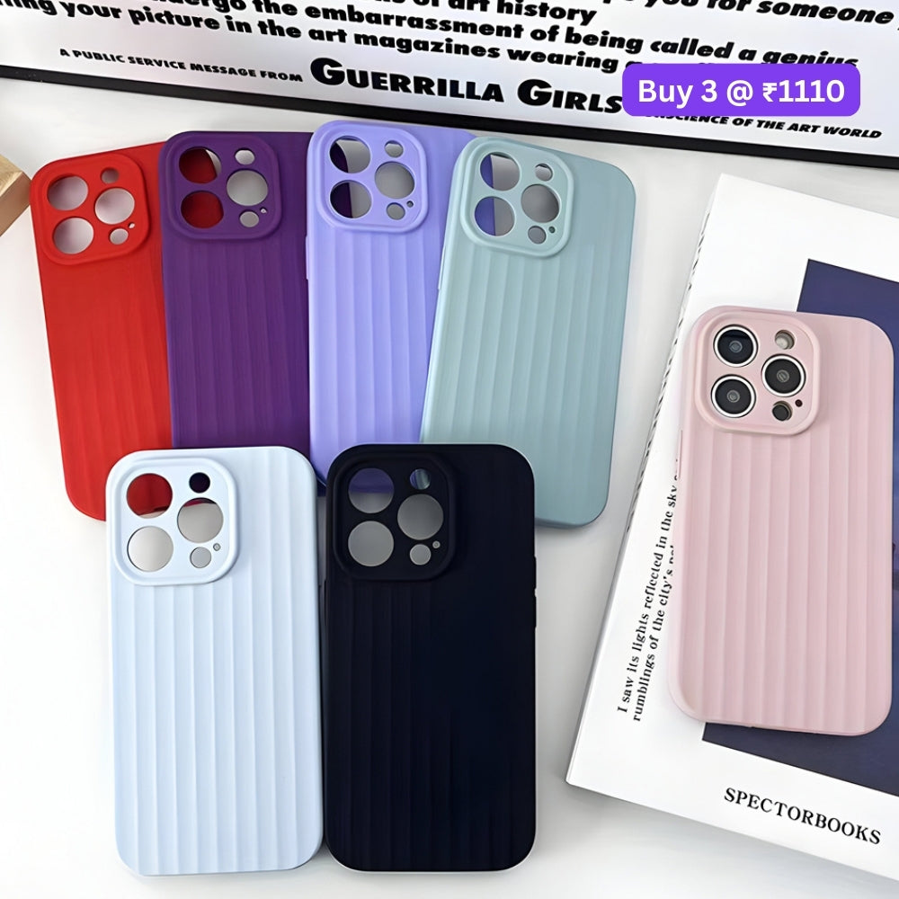 Premium Stripe Silicone Camera Protection Cover - iPhone 15 Plus