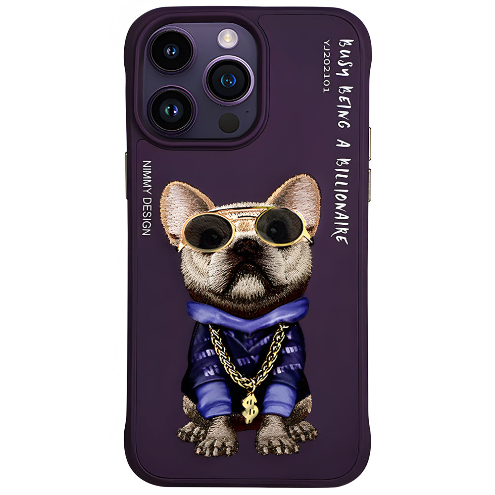 Nimmy Bull Dog Shockproof Embroidery Phone Case - iPhone 15 Pro Max