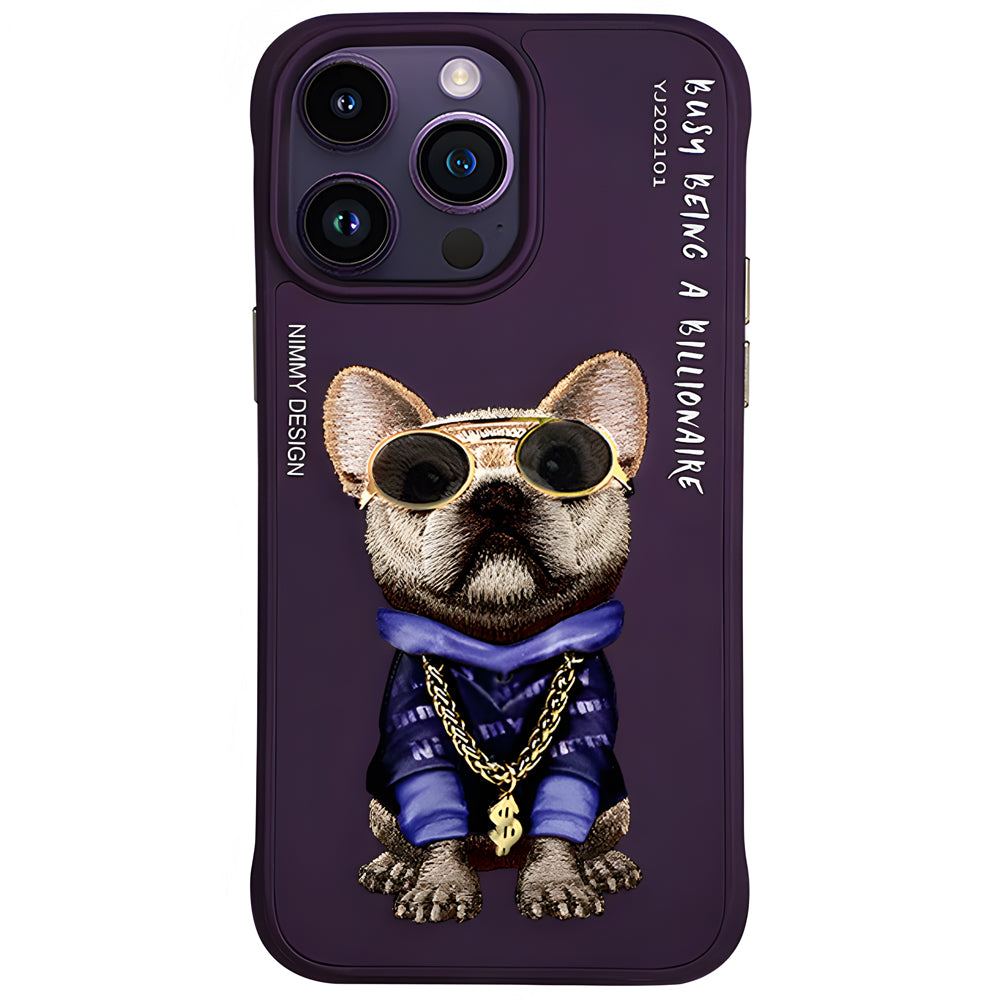 Nimmy Bull Dog Shockproof Embroidery Phone Case - iPhone 15 Pro