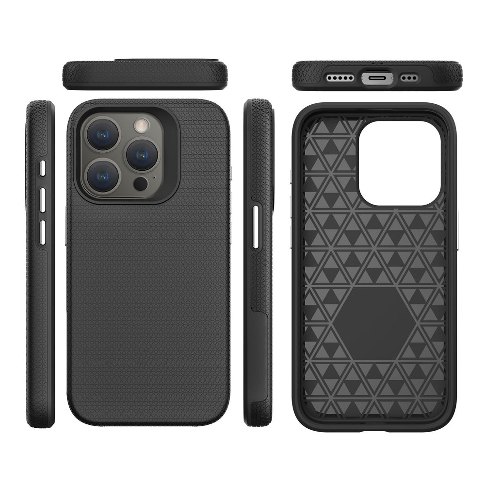 Shockproof Rugged Metal Button TPU (Soft) | PC (Hard) Phone Case - iPhone 15 Pro