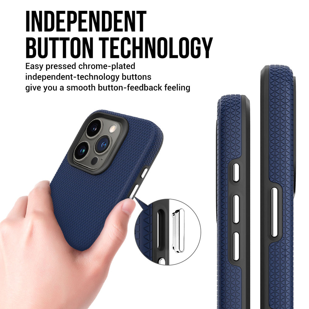 Shockproof Rugged Metal Button TPU (Soft) | PC (Hard) Phone Case - iPhone 15 Pro