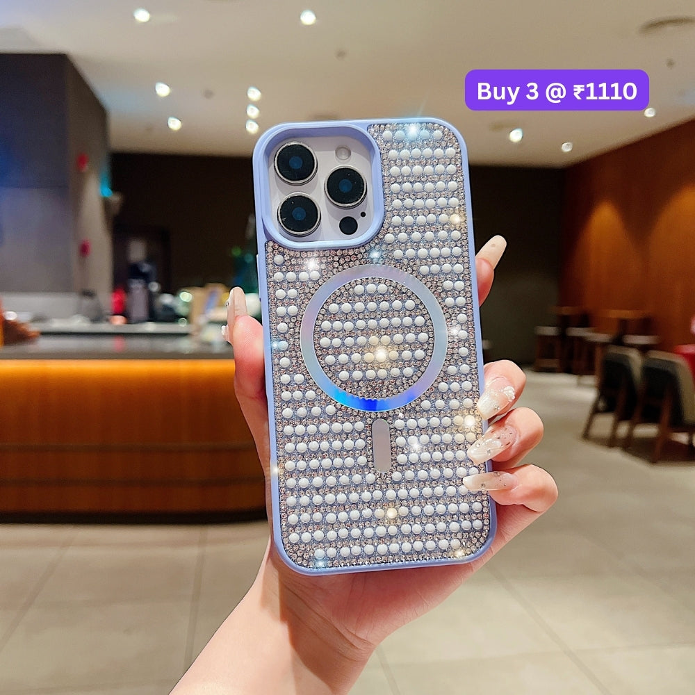 Shining Star and Pearl Diamond Magsafe Phone Case - iPhone 15 Pro Max