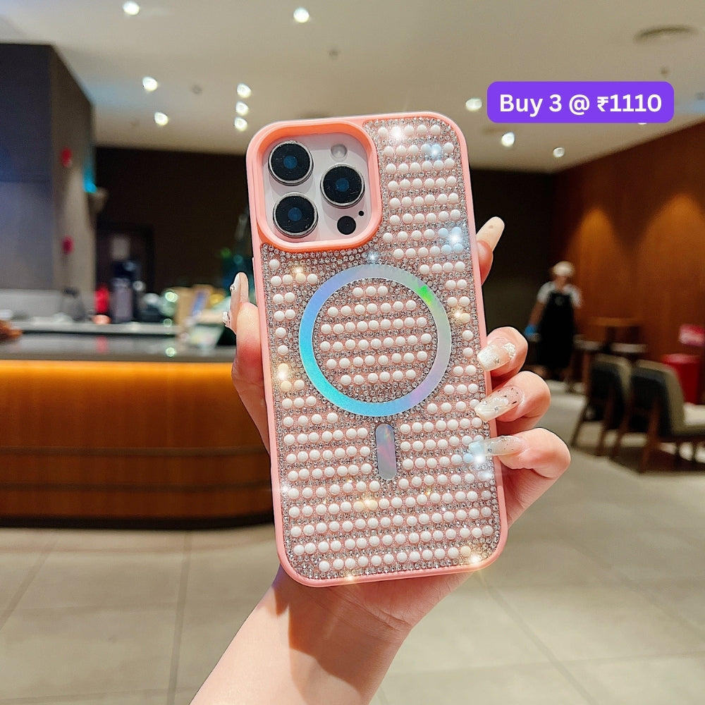 Shining Star and Pearl Diamond Magsafe Phone Case - iPhone 15 Pro Max