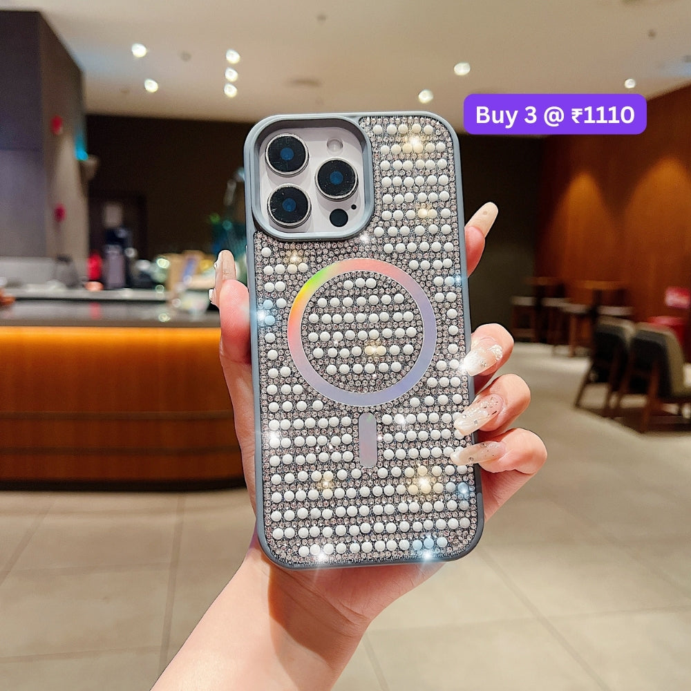 Shining Star and Pearl Diamond Magsafe Phone Case - iPhone 15 Pro Max