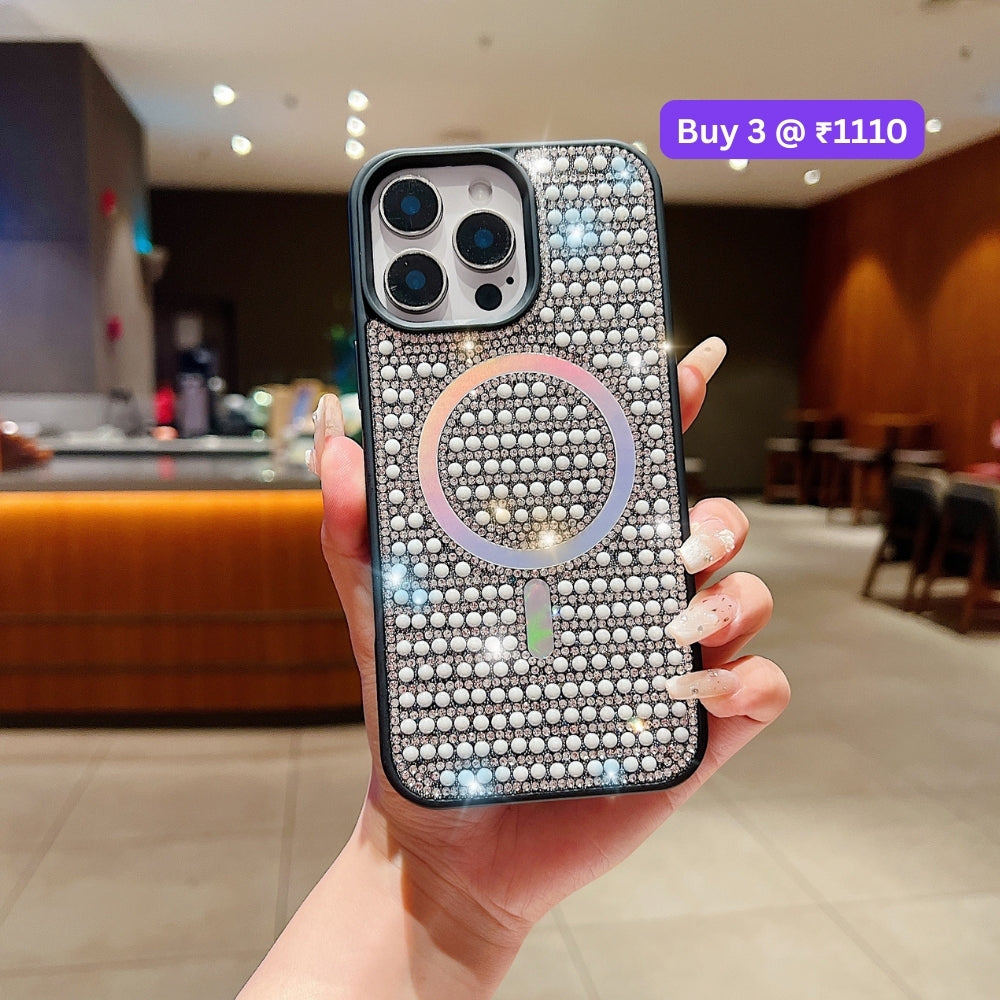 Shining Star and Pearl Diamond Magsafe Phone Case - iPhone 15 Pro Max