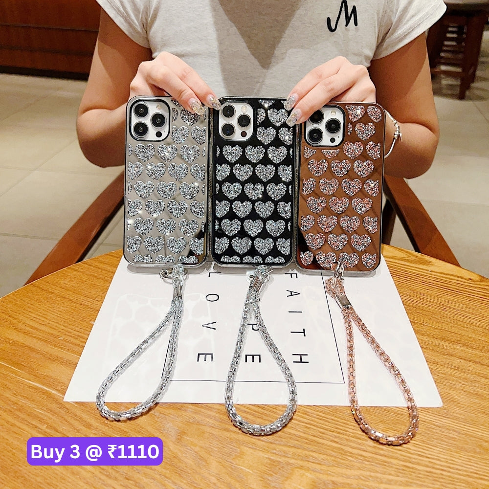Shiny Glitter Diamond Heart PC (Hard) Case - OnePlus Nord CE 3 Lite
