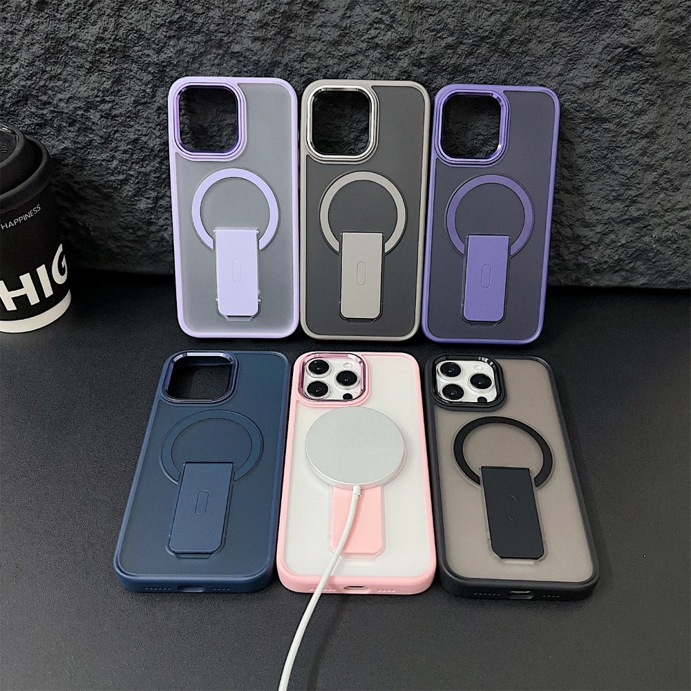 Shockproof Kickstand Magnetic Wireless Charge Phone Case - iPhone 13