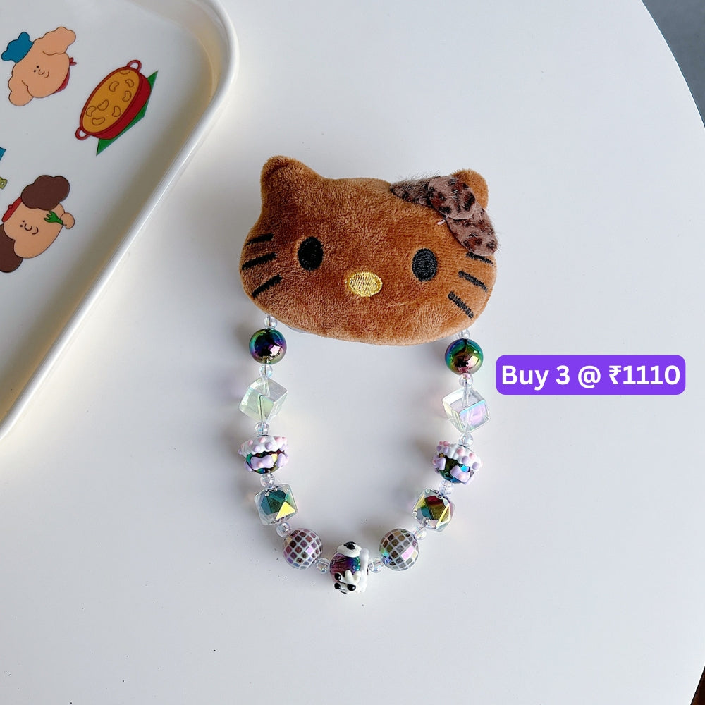 Soft Toy Flip Mirror Universal Stand with Crystal Bracelet