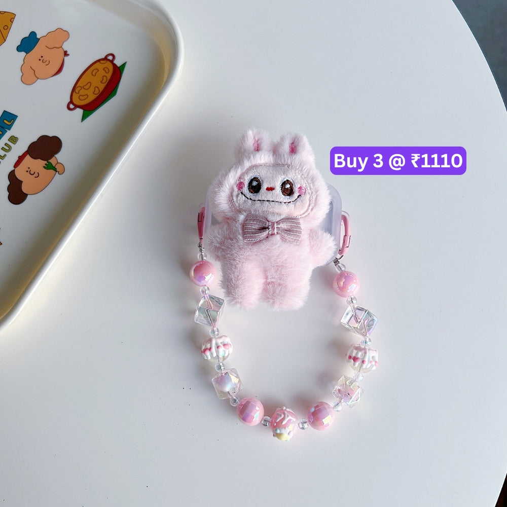 Soft Toy Flip Mirror Universal Stand with Crystal Bracelet