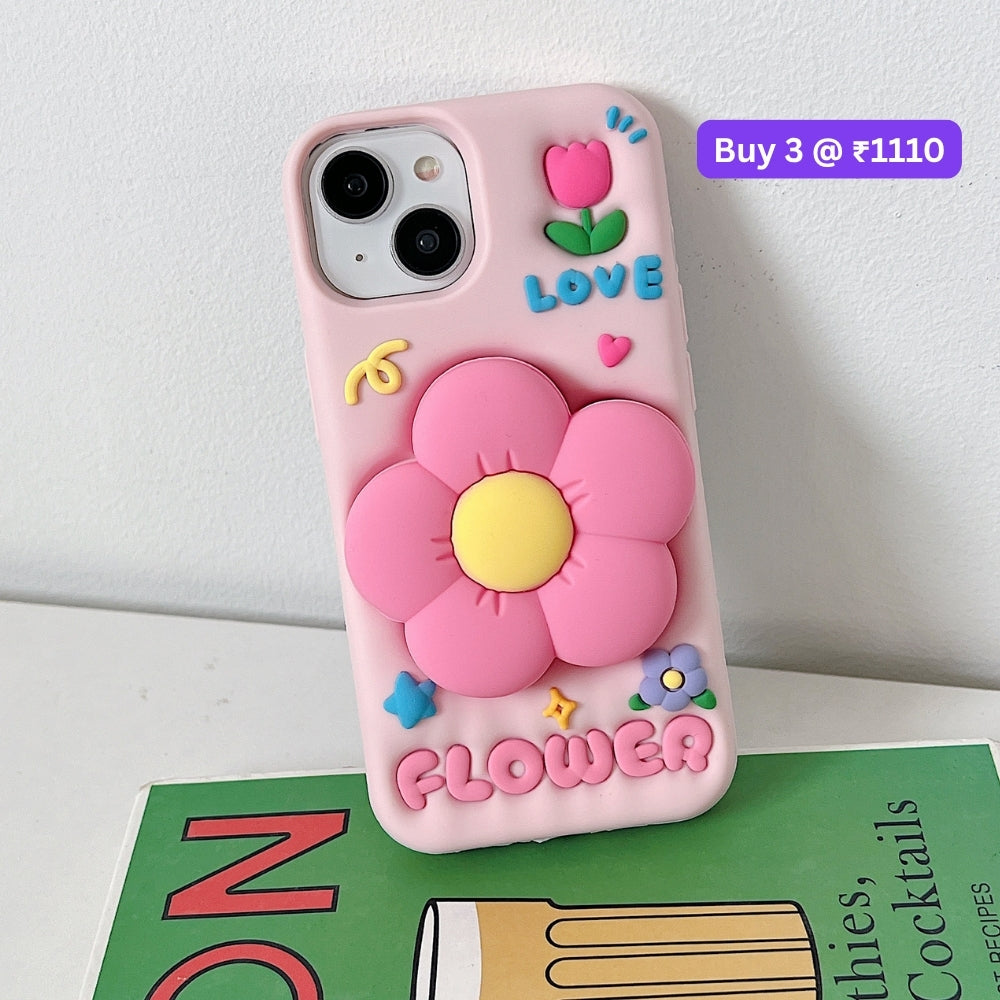 Spring Flower Stand Silicone Soft Phone Case | Mobile Cover - iPhone 15