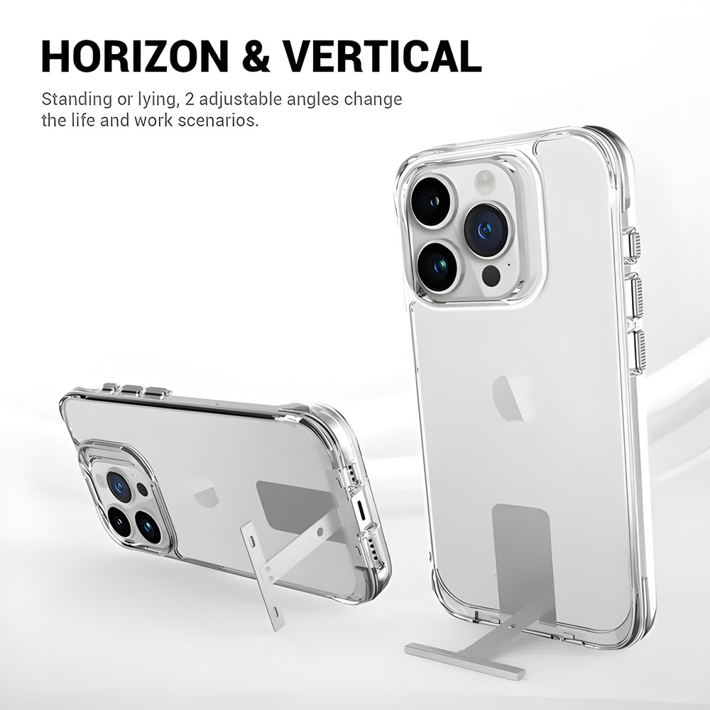 Crystal Clear Transperent Anti-Scratch Metal Kickstand Case - iPhone 14 Pro