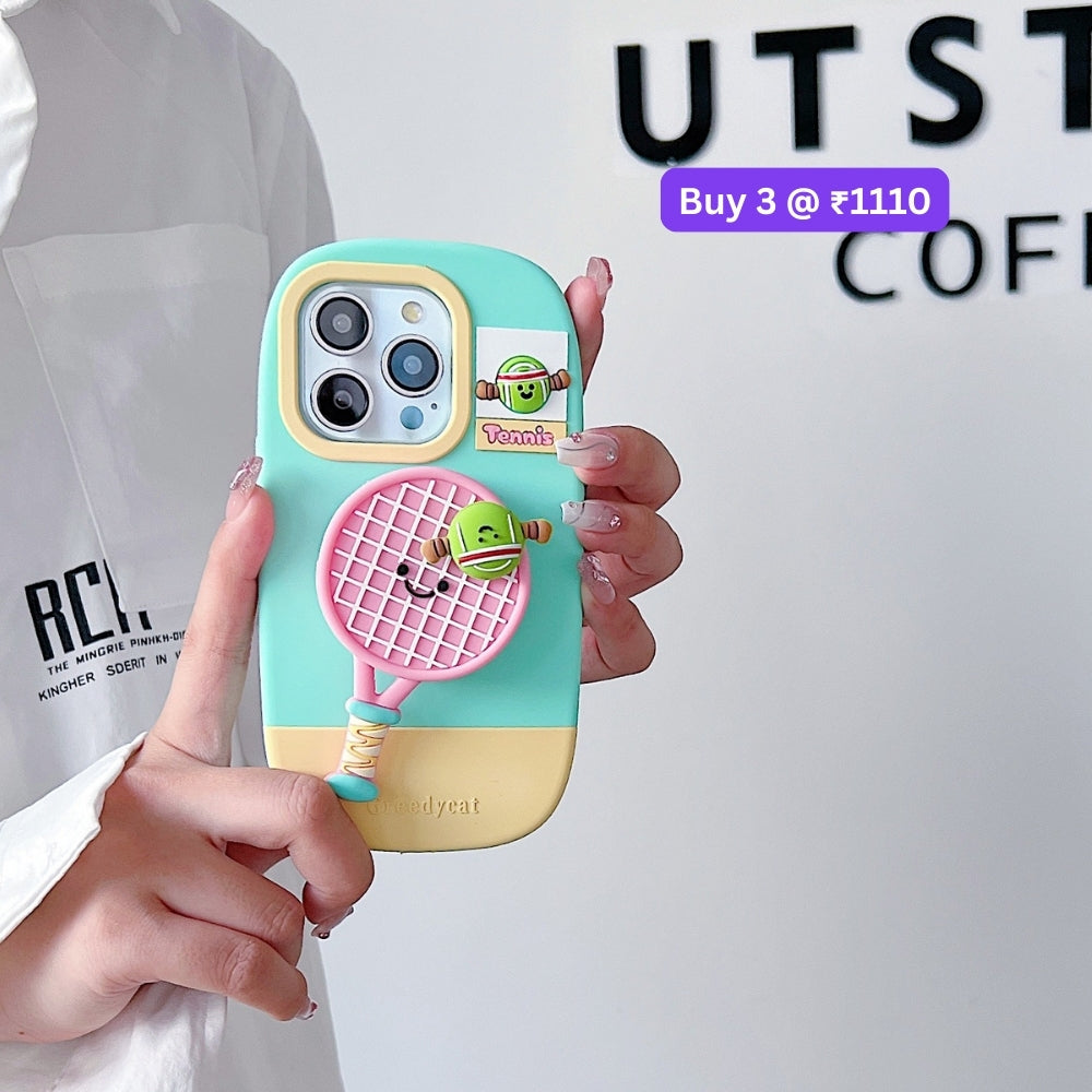 Unique Tennis Silicone Soft Phone Case | Mobile Cover - iPhone 15 Pro Max
