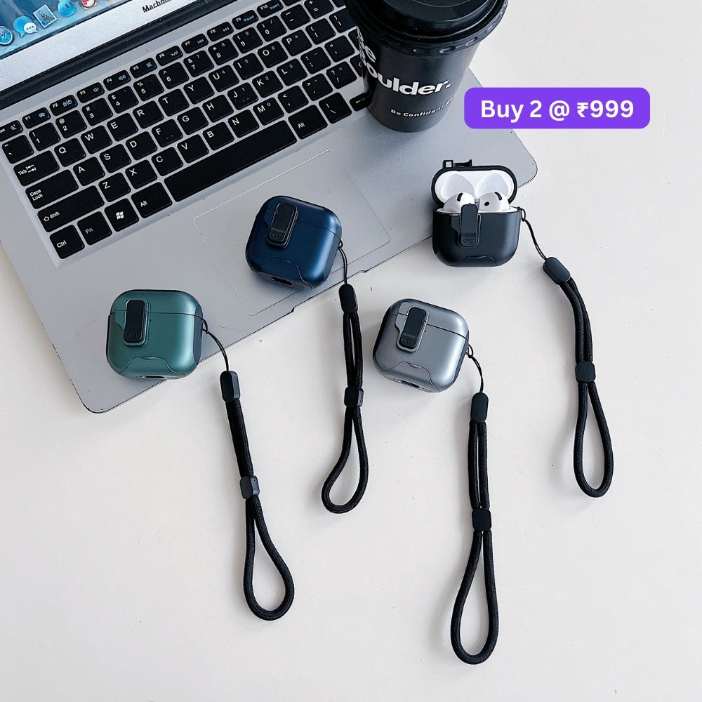 Upgraded 3D One-Piece Airpod Case with Locking Clip and Keychain Hook for Airpod Pro 2 | Airpod 4