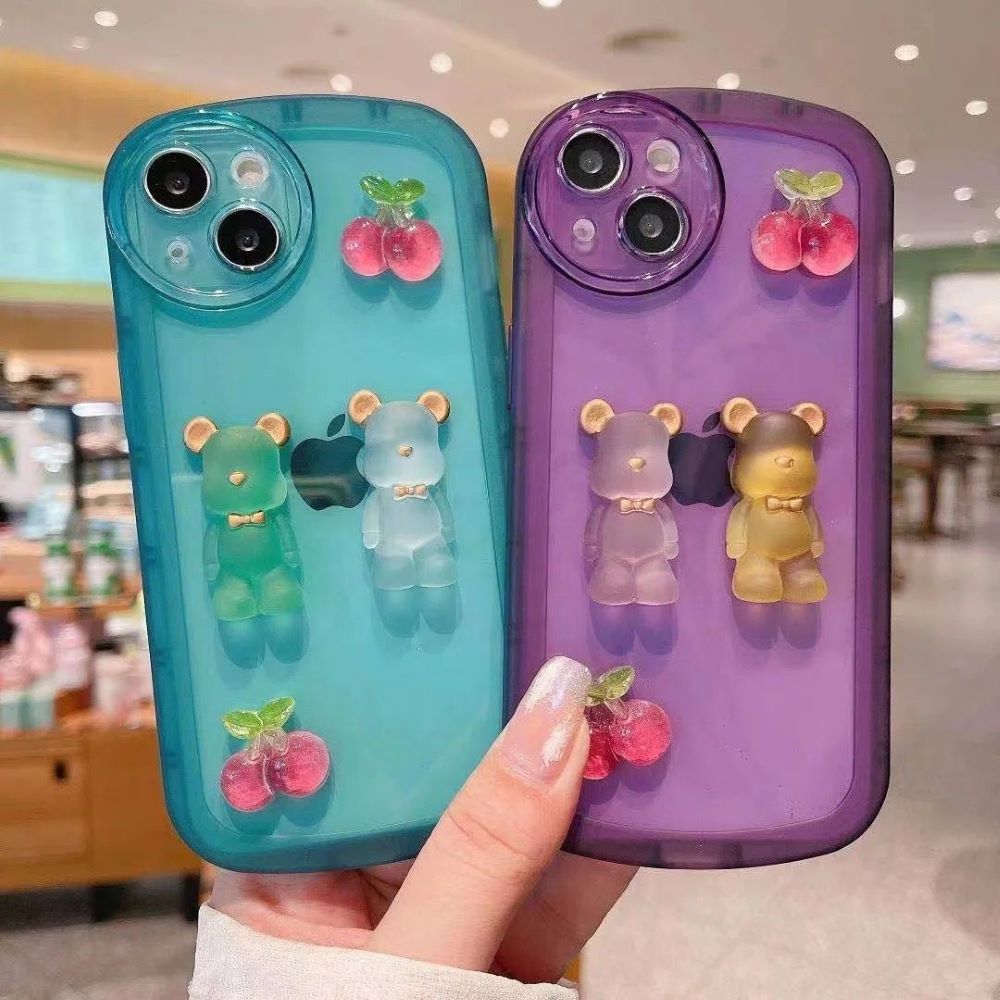 Fashion Bear Cartoon Ornament Bracelet Color Transparent Tpu Cover – Oppo A9 (2020)