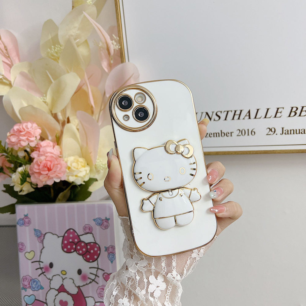 Rotated Kitty Mirror Stand Luxury Electroplated Cover – iPhone 11 Pro