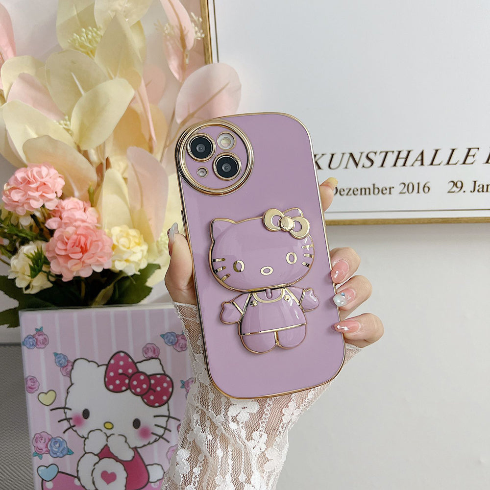 Rotated Kitty Mirror Stand Luxury Electroplated Cover – iPhone 11 Pro