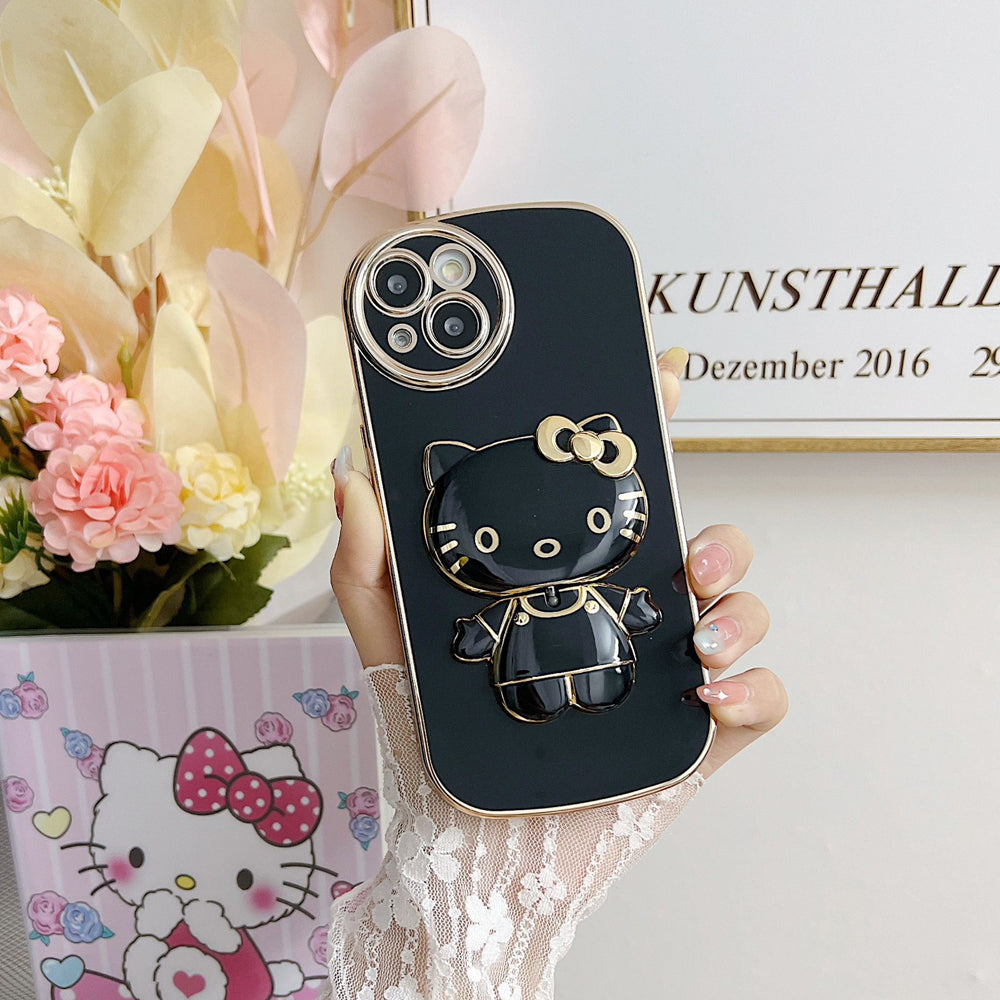 Rotated Kitty Mirror Stand Luxury Electroplated Cover – iPhone 11 Pro