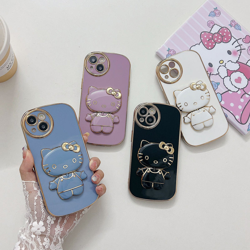 Rotated Kitty Mirror Stand Luxury Electroplated Cover – iPhone 11