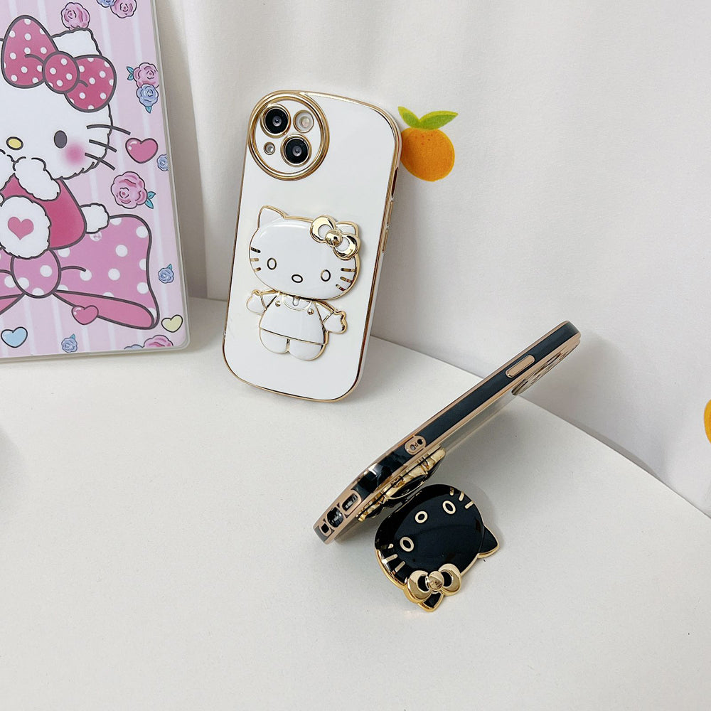 Rotated Kitty Mirror Stand Luxury Electroplated Cover – iPhone 11 Pro