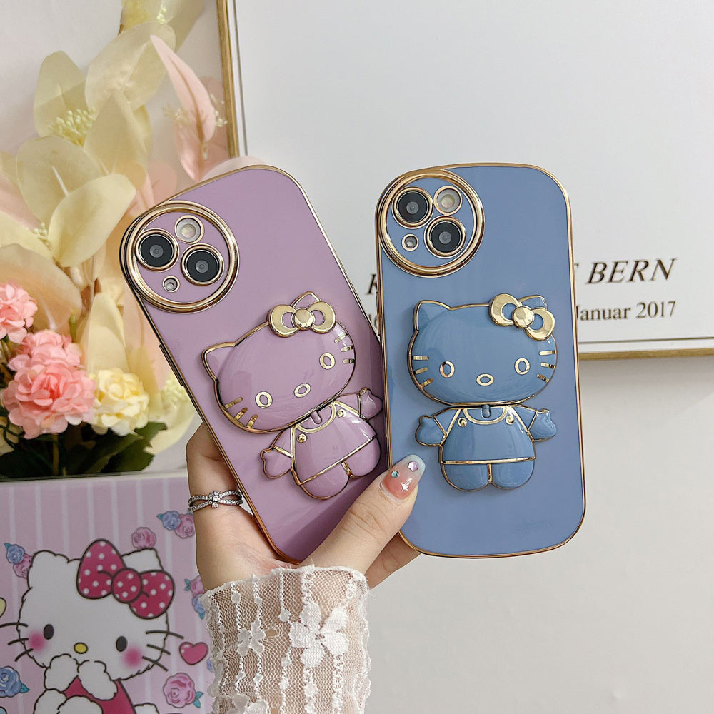 Rotated Kitty Mirror Stand Luxury Electroplated Cover – iPhone 11 Pro Max