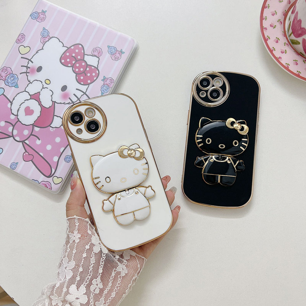 Rotated Kitty Mirror Stand Luxury Electroplated Cover – iPhone 12 Pro Max