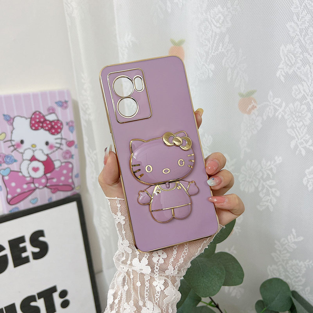 Rotated Kitty Mirror Stand Luxury Electroplated Cover – Oneplus 9RT