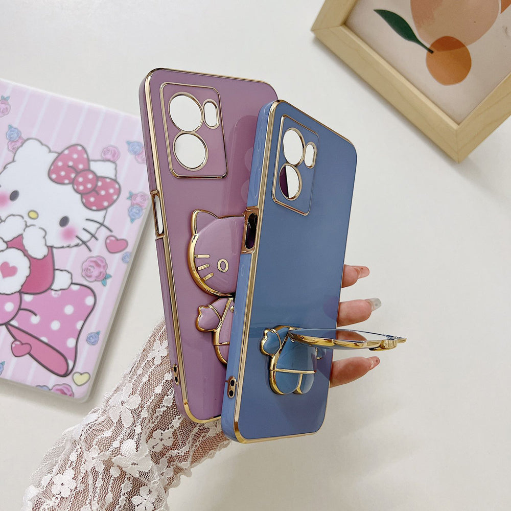 Rotated Kitty Mirror Stand Luxury Electroplated Cover – Oppo Reno 8