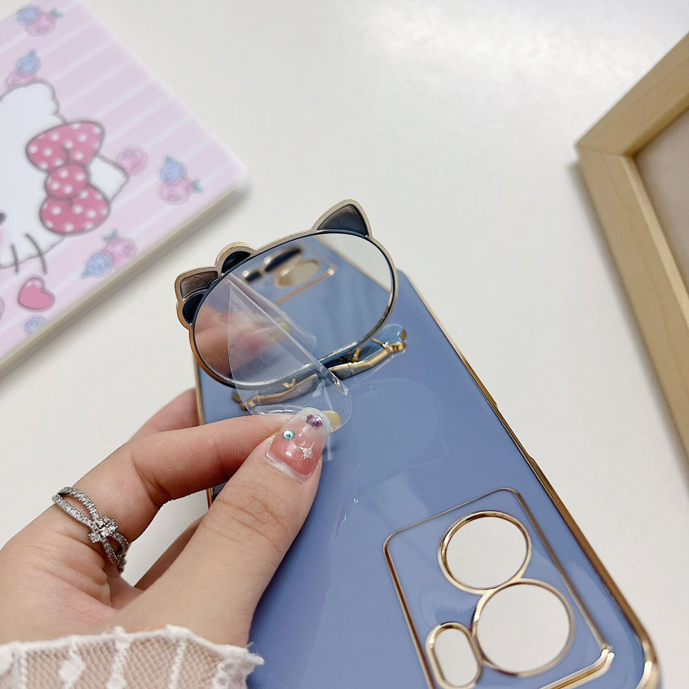 Rotated Kitty Mirror Stand Luxury Electroplated Cover – MI Note 7 Pro