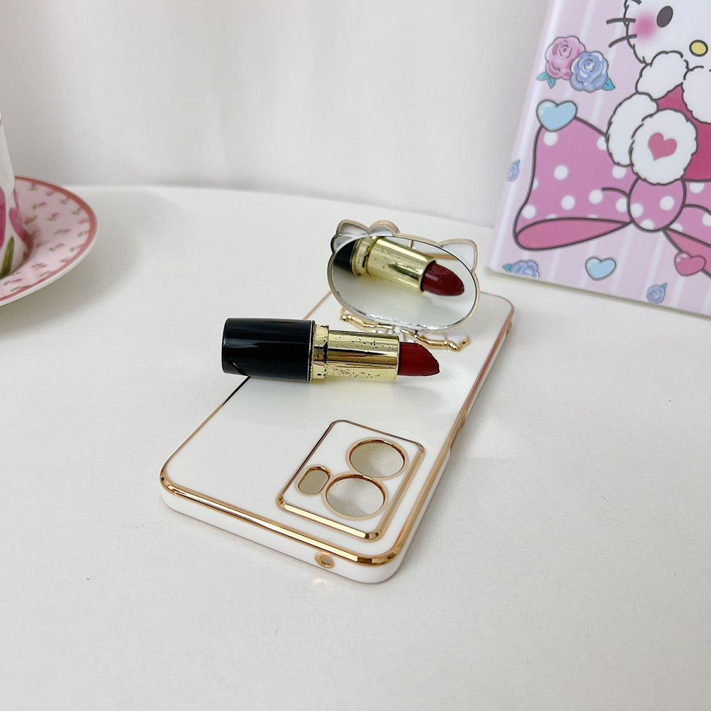 Rotated Kitty Mirror Stand Luxury Electroplated Cover – MI Note 10 Pro