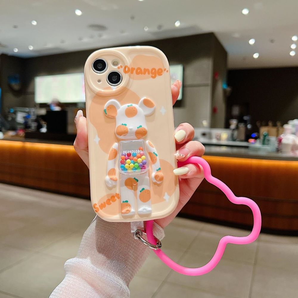 3D Machine Bear Soft Phone Case With Random Color Bracelet - iPhone 11